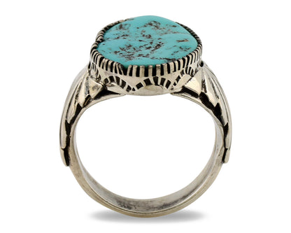 Navajo Ring .925 Silver Sleeping Beauty Turquoise Artist Signed DK C.80's