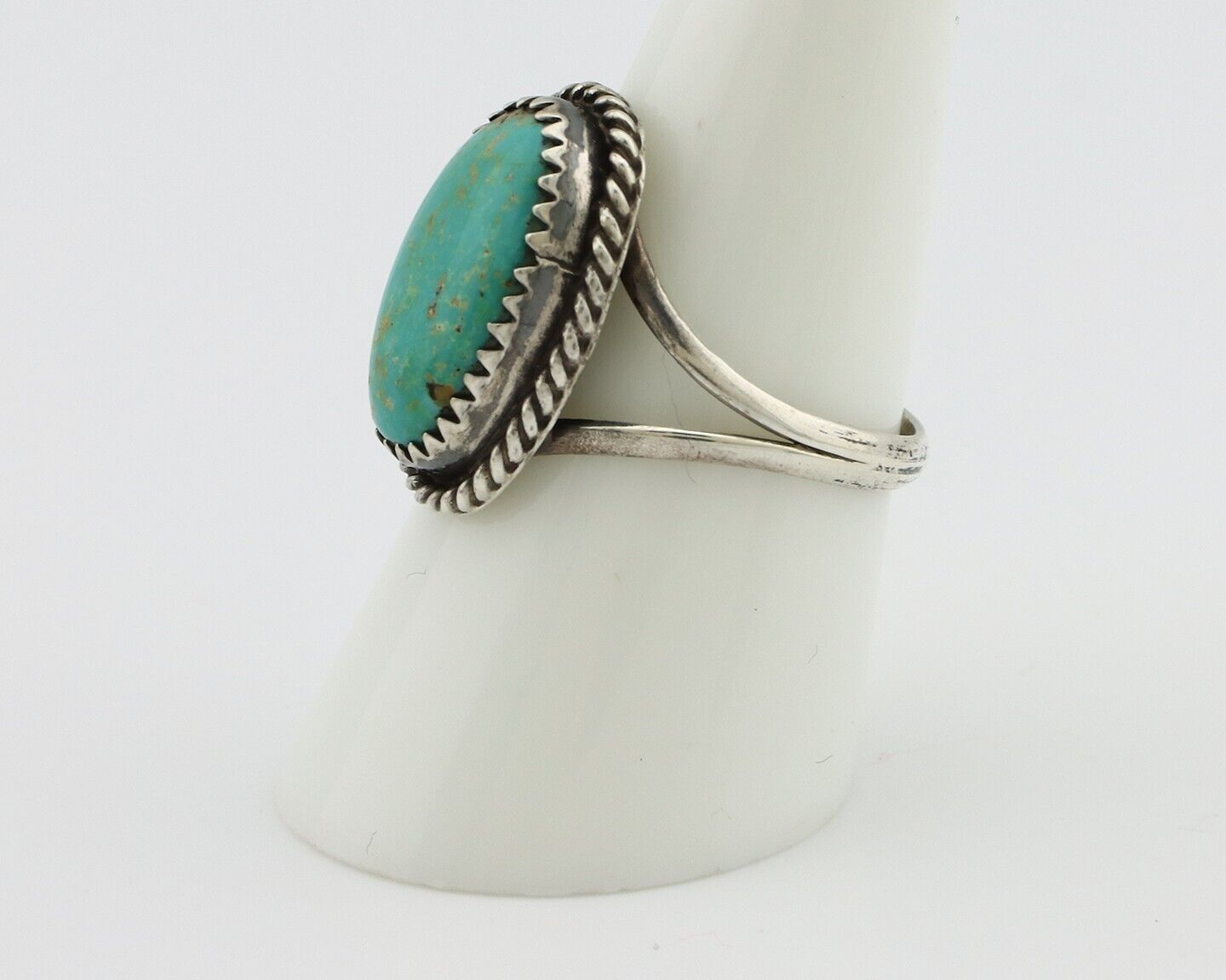 Navajo Handmade Ring 925 Silver Kingman Turquoise Artist Signed MC C.80's