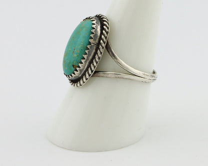 Navajo Handmade Ring 925 Silver Kingman Turquoise Artist Signed MC C.80's
