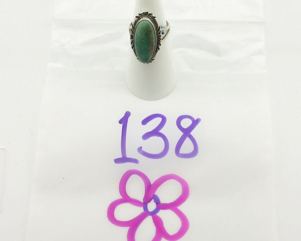 Navajo Ring .925 Silver Natural Turquoise Artist Signed Native American C.80's