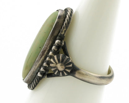 Navajo Ring 925 Silver Green Turquoise Artist Signed RB C80s