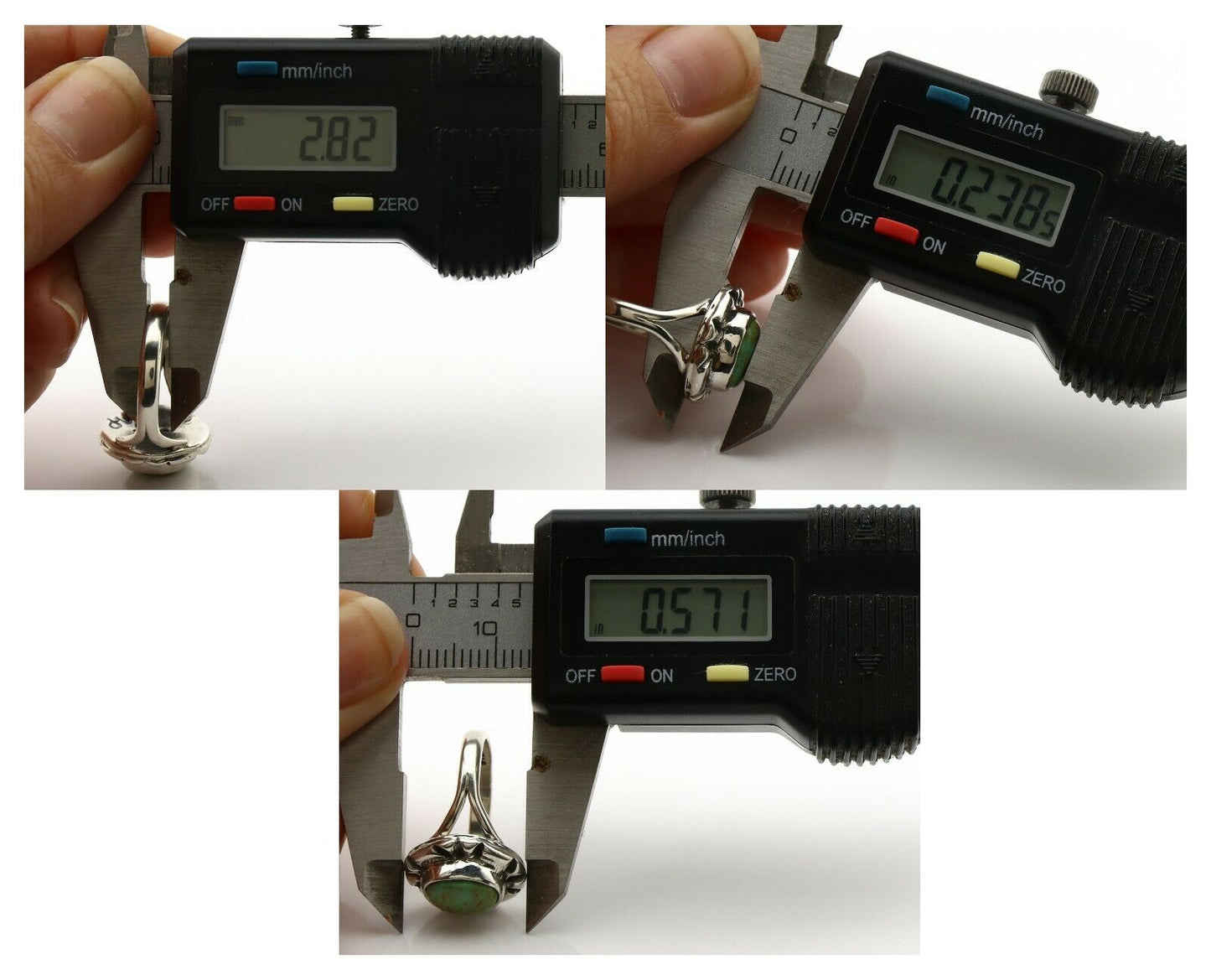 Navajo Ring .925 Silver Kingman Turquoise Artist Signed Gecko C.90's