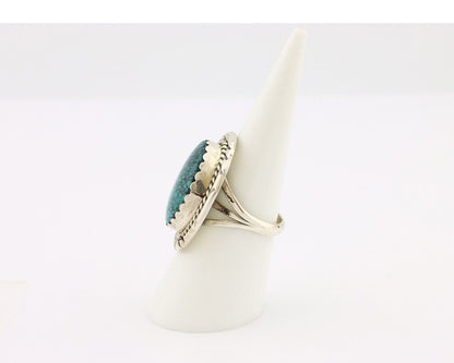 Navajo Handmade Ring .925 Silver Spiderweb Turquoise Native American Artist C80s